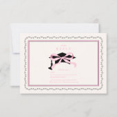 Schattigee Roze Coquette Bow Afstuderen RSVP Kaartje (Voorkant)