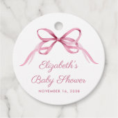 Schattigee Roze Coquette Bow Baby Meisje Douche Da Bedankjes Labels (Voorkant)