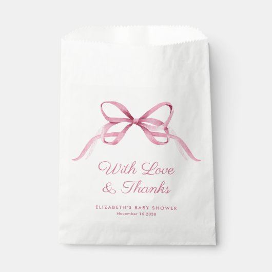 Schattigee Roze Coquette Bow Baby Meisje Douche Da Bedankzakje (Voorkant)