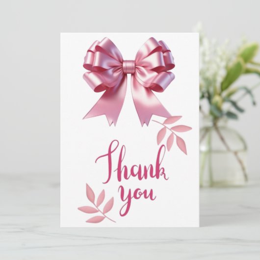 Schattigee Roze Coquette Bow Baby Meisje Douche Da Kaart (Staand voorkant)