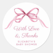 Schattigee Roze Coquette Bow Baby Meisje Douche Da Ronde Sticker (Voorkant)