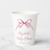 Schattigee Roze Coquette Bow Baby Meisje Douche Papieren Bekers (Voorkant)