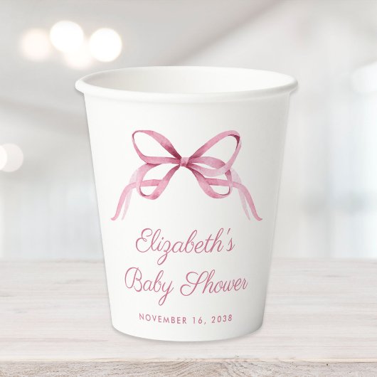 Schattigee Roze Coquette Bow Baby Meisje Douche Papieren Bekers