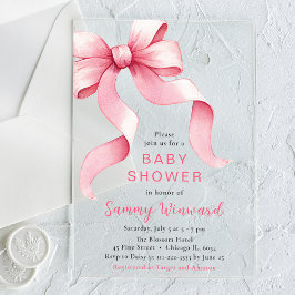 Schattigee Roze Coquette Bow Baby shower Acryl Uitnodigingen