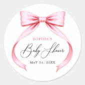 Schattigee Roze Coquette Bow Baby shower Ronde Sticker (Voorkant)