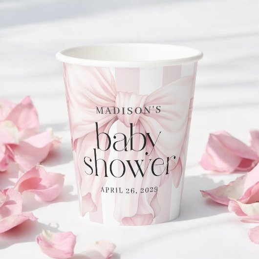 Schattigee Roze Coquette Bow Girl Baby shower Papieren Bekers