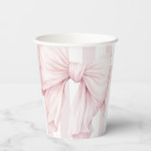 Schattigee Roze Coquette Bow Girl Baby shower Papieren Bekers (Achterkant)