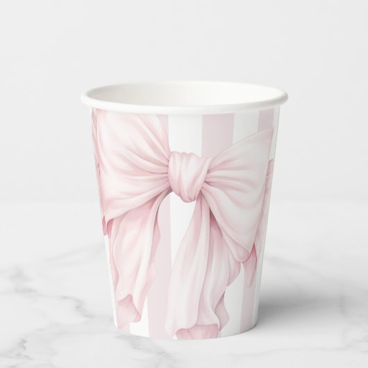 Schattigee Roze Coquette Bow Girl Baby shower Papieren Bekers (Achterkant)