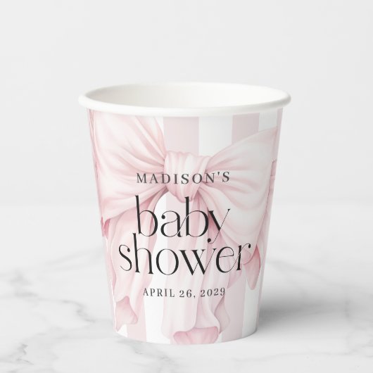 Schattigee Roze Coquette Bow Girl Baby shower Papieren Bekers (Voorkant)