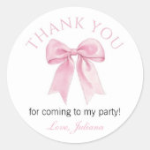 Schattigee Roze Coquette Bow Girl Verjaardag Ronde Sticker (Voorkant)