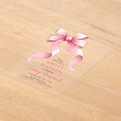 Schattigee Roze Coquette Bow Sweet Sixteen Acryl Uitnodigingen (Laagn)