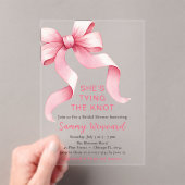 Schattigee Roze Coquette Bow Vrijgezellenfeest Acryl Uitnodigingen (Insitu (Draagbaar))