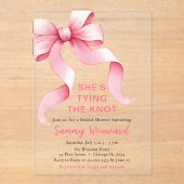 Schattigee Roze Coquette Bow Vrijgezellenfeest Acryl Uitnodigingen (Voorkant)