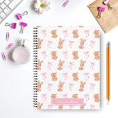 Schattigee Roze Coquette Bows Bunnies Monogram Naa Notitieboek