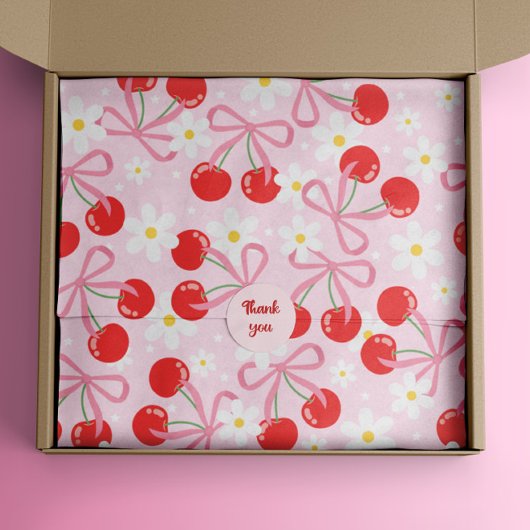 Schattigee Roze Coquette Cherry Flower Tissuepapier