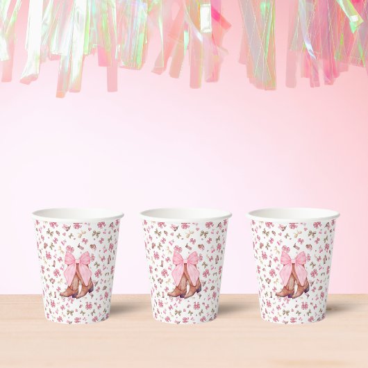Schattigee Roze Coquette Cowgirl Laarzen en Bow Pa Papieren Bekers