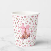 Schattigee Roze Coquette Cowgirl Laarzen en Bow Pa Papieren Bekers (Voorkant)