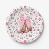 Schattigee Roze Coquette Cowgirl Laarzen en Bow Pa Papieren Bordje (Voorkant)
