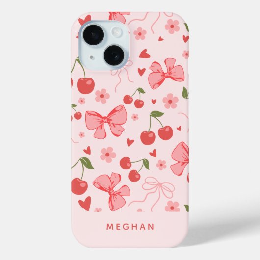 Schattigee Roze Coquette Kersen & Bogen Custom Case-Mate iPhone Case (Achterkant)