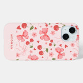 Schattigee Roze Coquette Kersen & Bogen Custom Case-Mate iPhone Case (Achterkant (horizontaal))