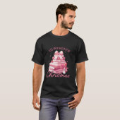 Schattigee Roze Coquette Kerstboom met Bogen A T-shirt (Voorkant volledig)