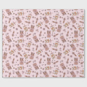 Schattigee Roze Coquette Leraar Terug naar School  Cadeaupapier (Vlak)