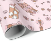 Schattigee Roze Coquette Leraar Terug naar School  Cadeaupapier (Rol Hoek)