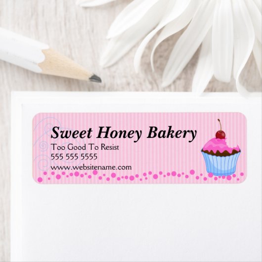 Schattigee roze cupcake bakkerij labels (Insitu)