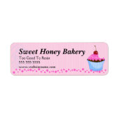 Schattigee roze cupcake bakkerij labels (Voorkant)