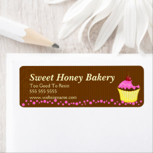 Schattigee roze cupcake bakkerij labels