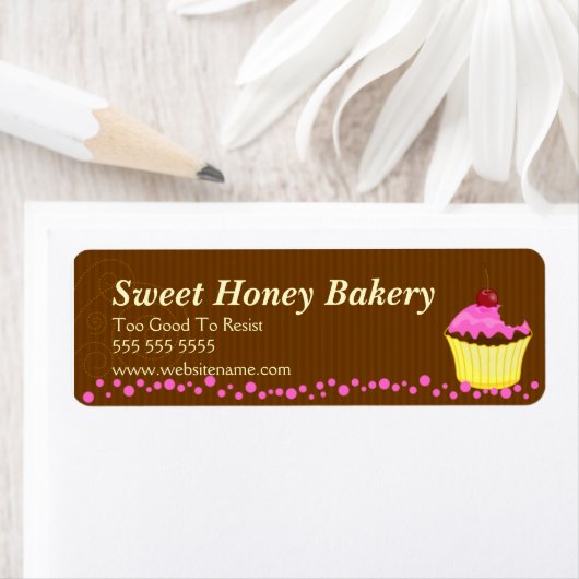 Schattigee roze cupcake bakkerij labels (Insitu)