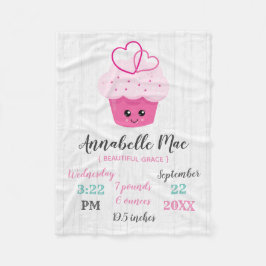 Schattigee Roze Cupcake Kawaii Baby Geboortestatis Fleece Deken