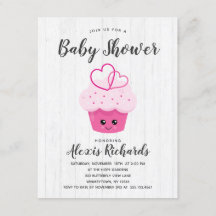 Schattigee roze cupcake kawaii Baby shower uitnodi