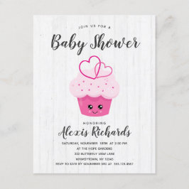 Schattigee roze cupcake kawaii Baby shower uitnodi Kaart