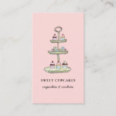Schattigee Roze Cupcake Macaroon Bakkerij Visitekaartje (Voorkant)