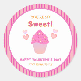 Schattigee Roze Cupcake Sweet Hearts Valentijnsdag Ronde Sticker