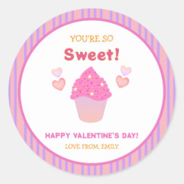Schattigee Roze Cupcake Sweet Hearts Valentijnsdag Ronde Sticker
