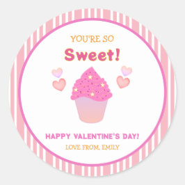 Schattigee Roze Cupcake Sweet Hearts Valentijnsdag Ronde Sticker