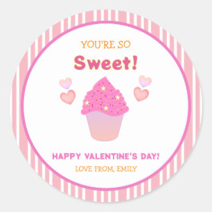 Schattigee Roze Cupcake Sweet Hearts Valentijnsdag Ronde Sticker