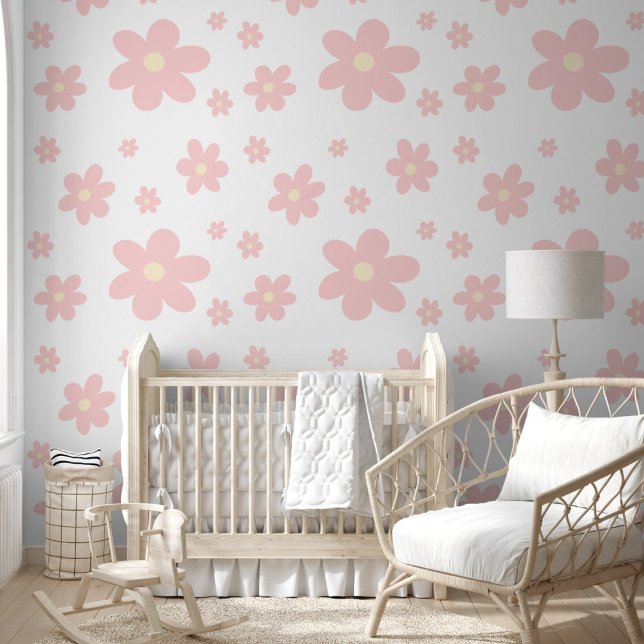 Schattigee Roze Daisy Random Girls Nursery Decor Behang (Creator heeft geüpload)