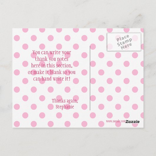 Schattigee roze dame bug meisjes dank u briefkaart (Achterkant)