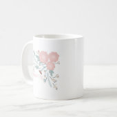 Schattigee roze decoratieve bloemenprint met quote koffiemok (Voorkant links)