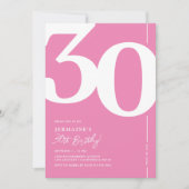 Schattigee Roze Dertigste Verjaardag Uitnodiging (Voorkant)