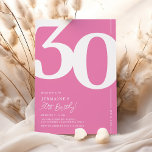 Schattigee Roze Dertigste Verjaardag Uitnodiging<br><div class="desc">Maak kennis met een leuke roze en witte 30e verjaardagsfeestuitnodiging die de ouderwetse charme van het gedurfde Serif-lettertype '30' naadloos combineert met een eigentijdse,  gebruiksvriendelijke personaliseerbare sjabloon. Deze uitnodiging is niet alleen een kaart,  het is een zinvolle aandenken om de mijlpaal van het draaien van 30 te koesteren.</div>