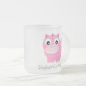 Schattigee roze Dino Kawaii Cartoon Matglas Koffiemok (Voorkant rechts)