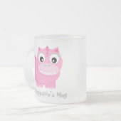Schattigee roze Dino Kawaii Cartoon Matglas Koffiemok (Voorkant links)