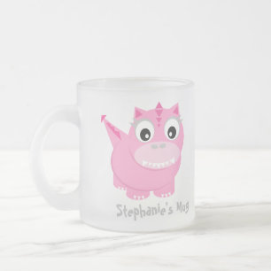 Schattigee roze Dino Kawaii Cartoon Matglas Koffiemok