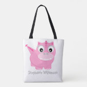 Schattigee roze Dino Kawaii Cartoon Tote Bag (Achterkant)