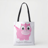 Schattigee roze Dino Kawaii Cartoon Tote Bag (Voorkant)