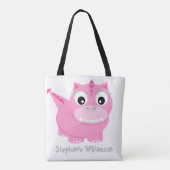 Schattigee roze Dino Kawaii Cartoon Tote Bag (Achterkant)